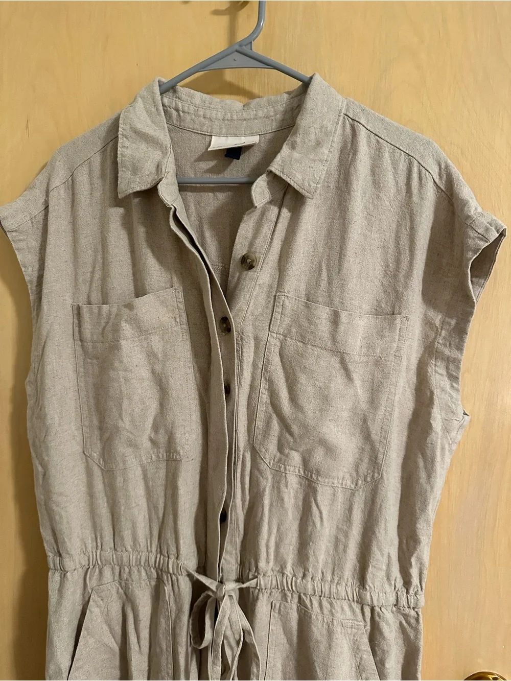 Universal Thread Beige Button-Front Utility Jumpsuit